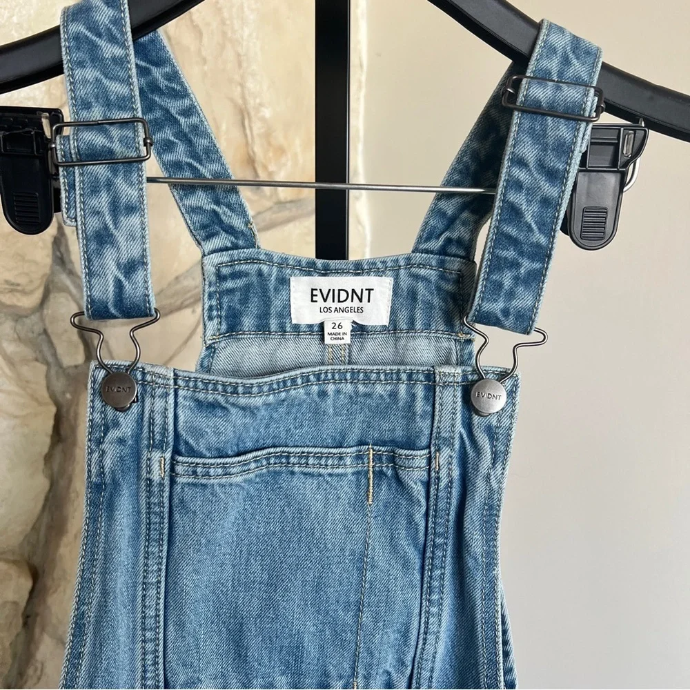 EVIDNT Distressed Casual Essential Denim Overalls Shortalls - Picture 2 of 5